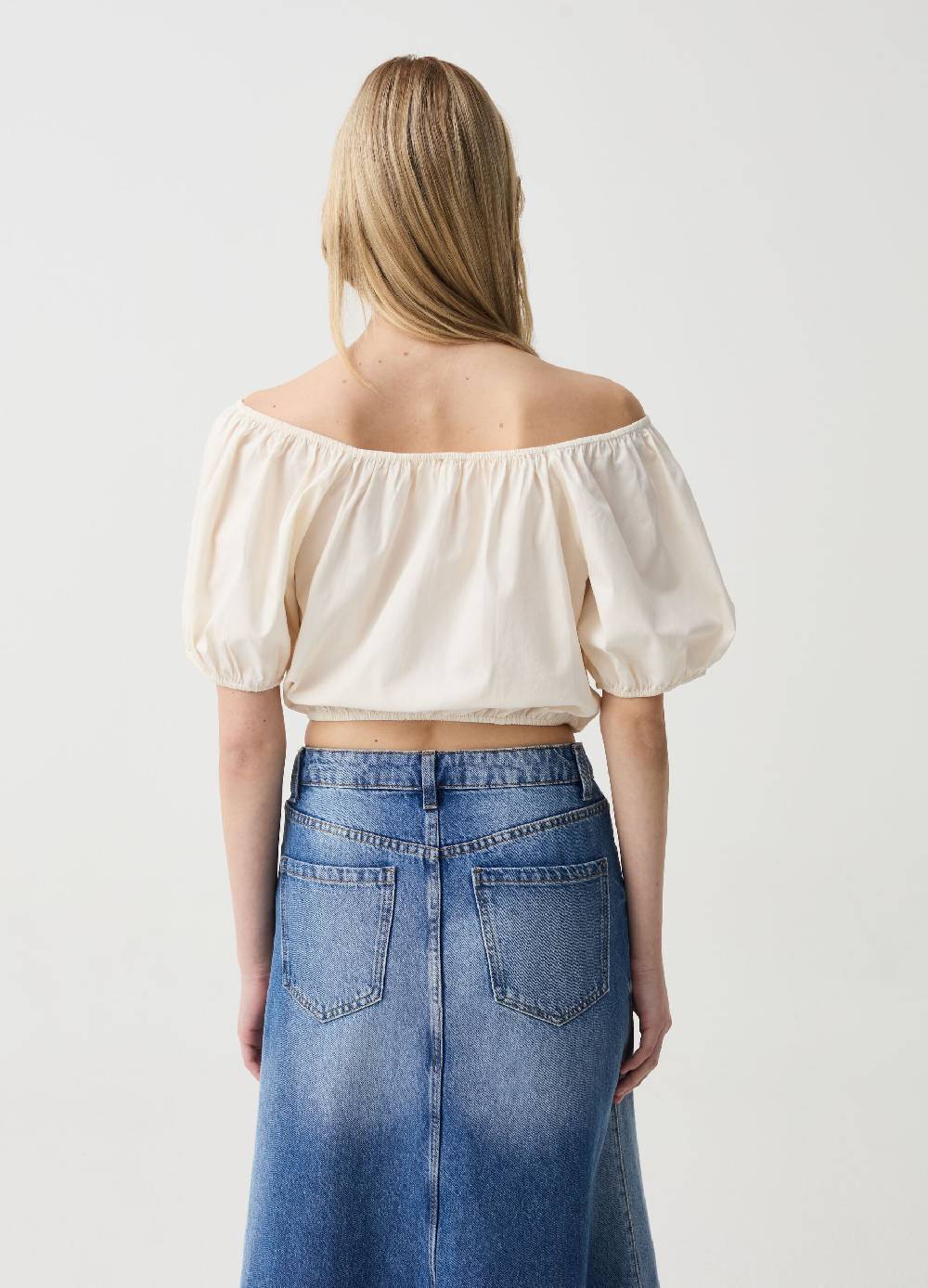 Ovs Crop top in cotone con spalle scoperte Black Friday