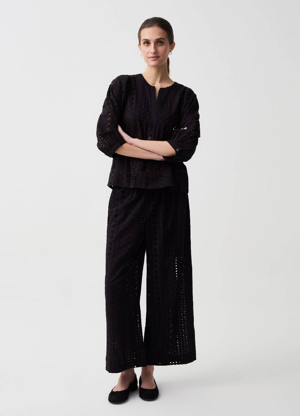 Ovs Blusa in pizzo sangallo maniche a tre quarti Offerta San Valentino