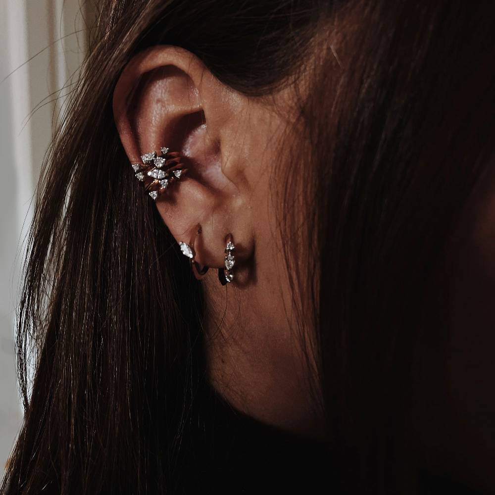 Paola Grande Gioielli BALANCE Ear cuff 'Balance' oro rosa con diamante taglio goccia Promozione Limitata