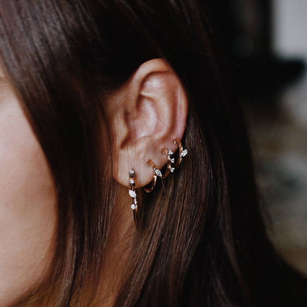 Paola Grande Gioielli BALANCE Cerchietti 'Balance' in oro rosa con marquise Prezzo Ridotto