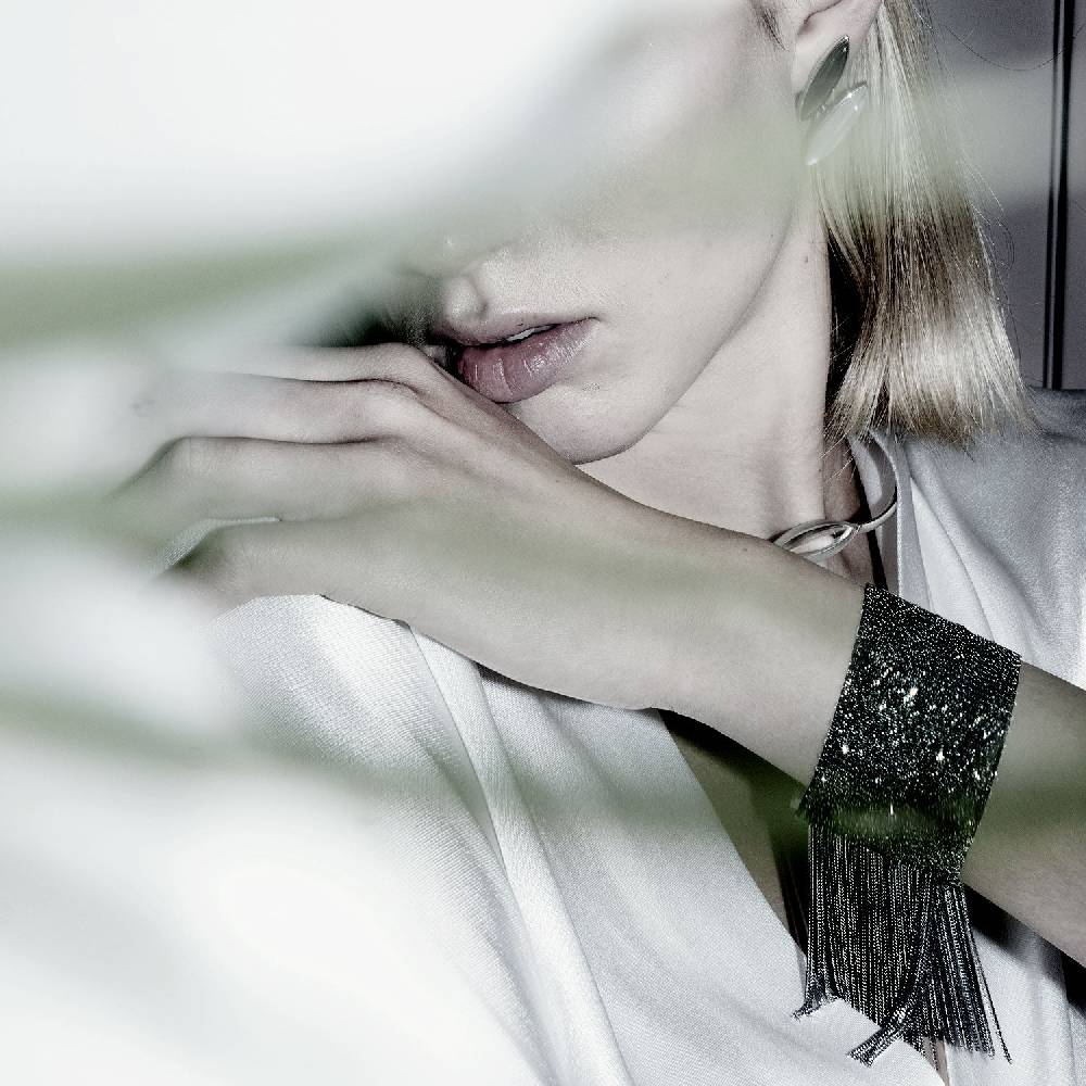 Paola Grande Gioielli SCIARPE Bracciale in maglia d'argento con frange Economico