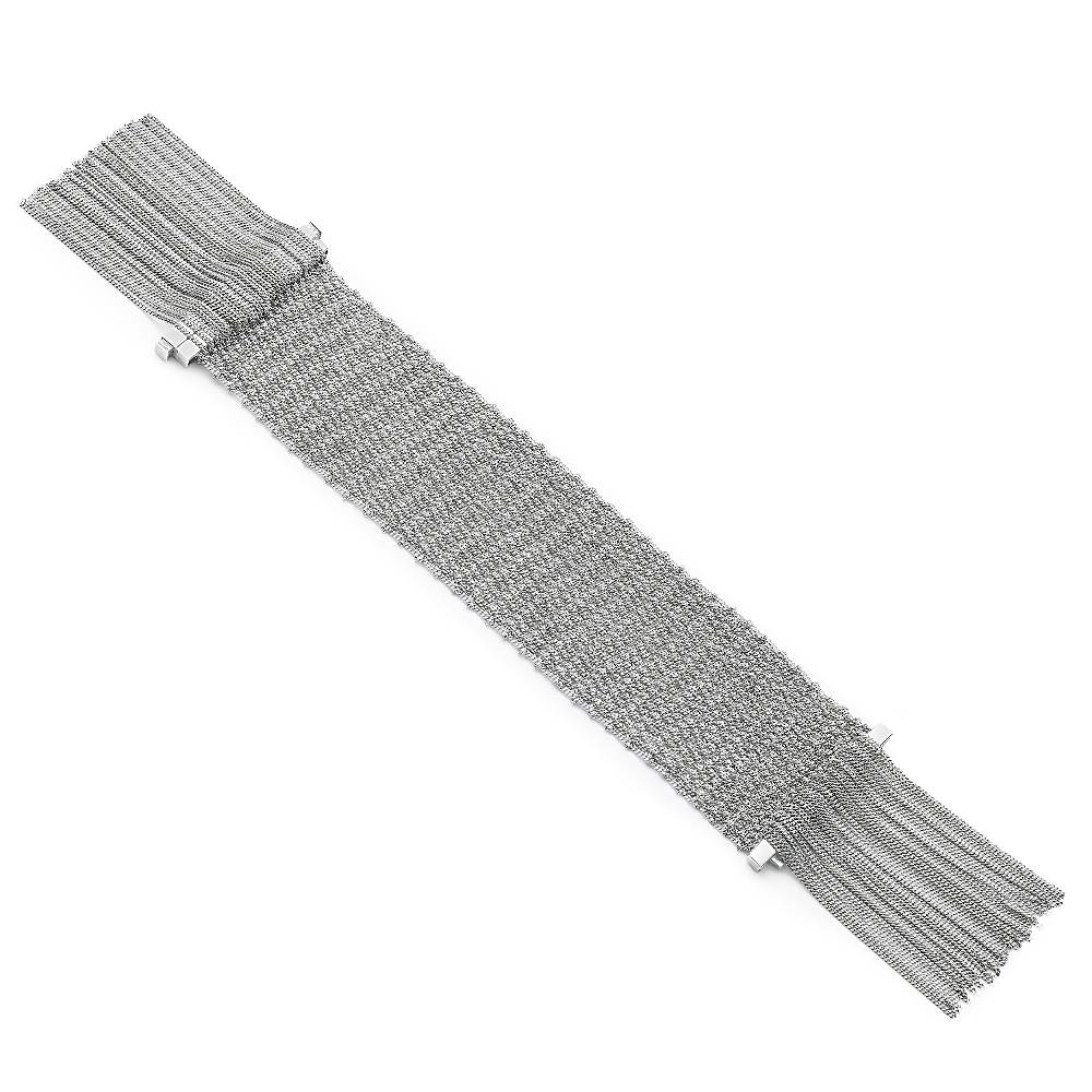 Paola Grande Gioielli SCIARPE Bracciale in maglia d'argento con frange