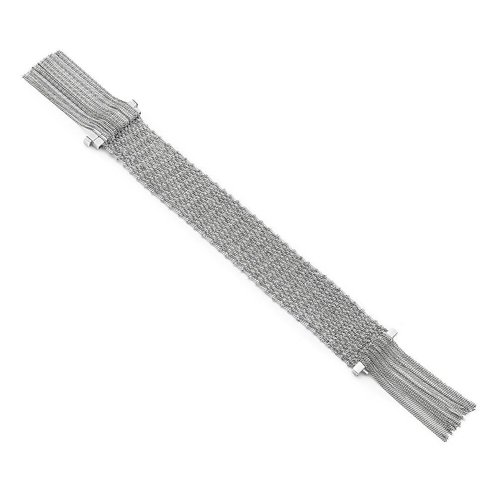 Paola Grande Gioielli SCIARPE Bracciale in maglia d'argento con frange