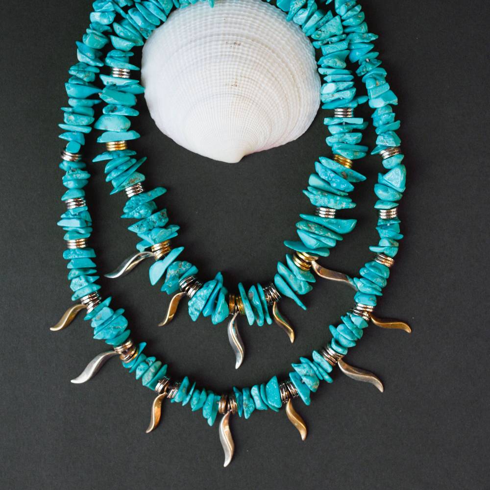 Paola Grande Gioielli FLAME Collana girocollo in turchese ed ematite Italia