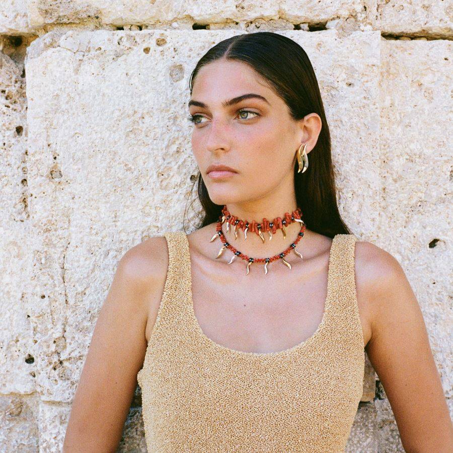 Paola Grande Gioielli FLAME Collana girocollo in corallo ed ematite 2025