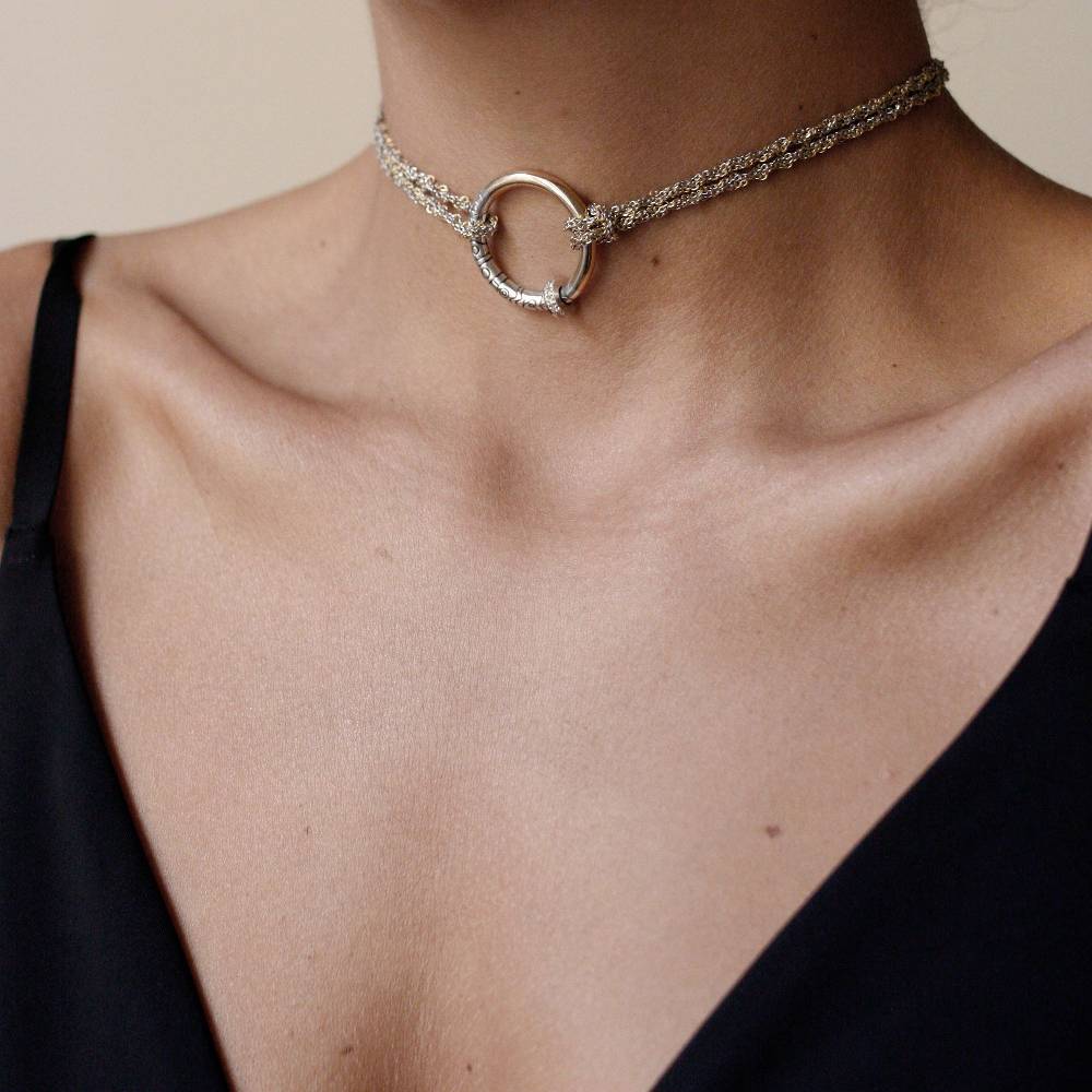 Paola Grande Gioielli NEON Collana|Choker 'Neon' bicolore con pavé Sottocosto