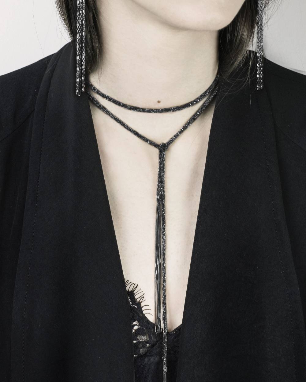 Paola Grande Gioielli SCIARPE Cordino/choker in argento rodiato Saldi
