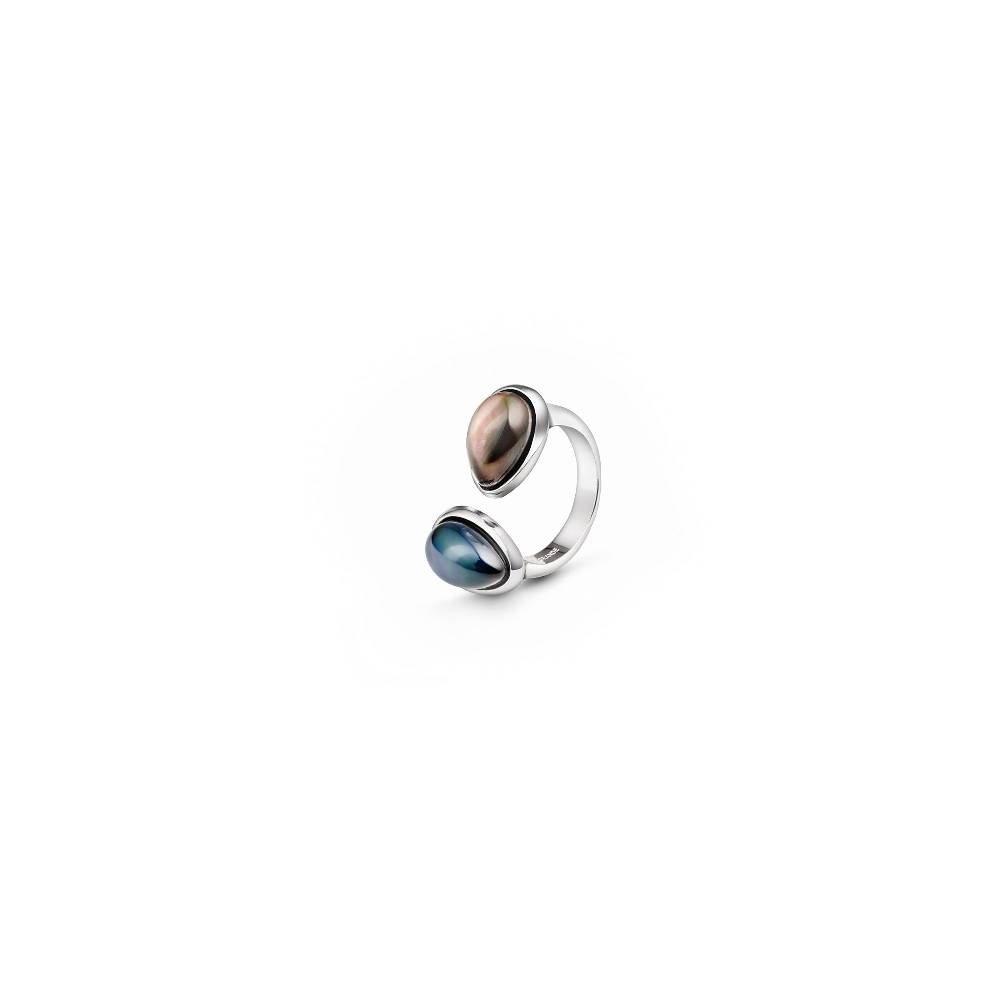 Paola Grande Gioielli AURUM Anello Goccia blu|grigio 2 elementi Moda