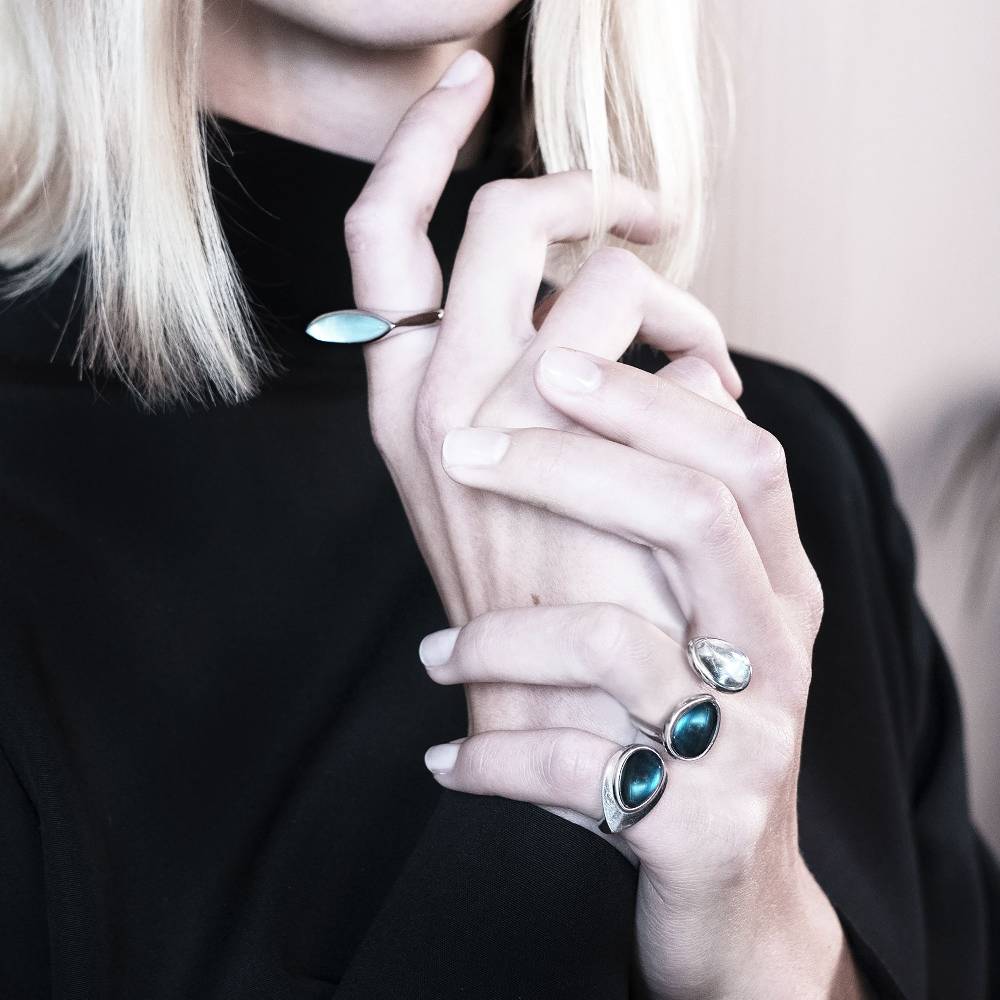 Paola Grande Gioielli AURUM Anello Goccia verde|bianco 2 elementi 2025