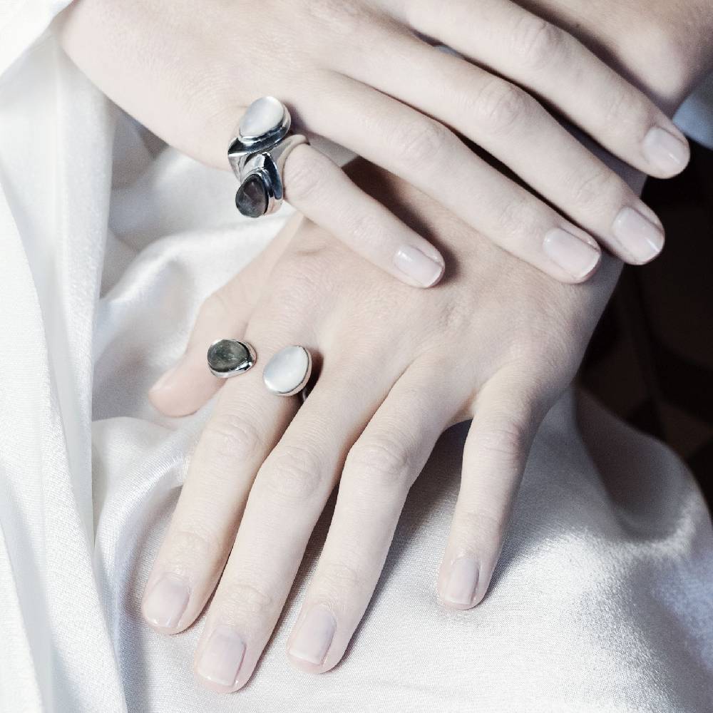 Paola Grande Gioielli AURUM Anello goccia bianco|grigio 2 elementi Negozio