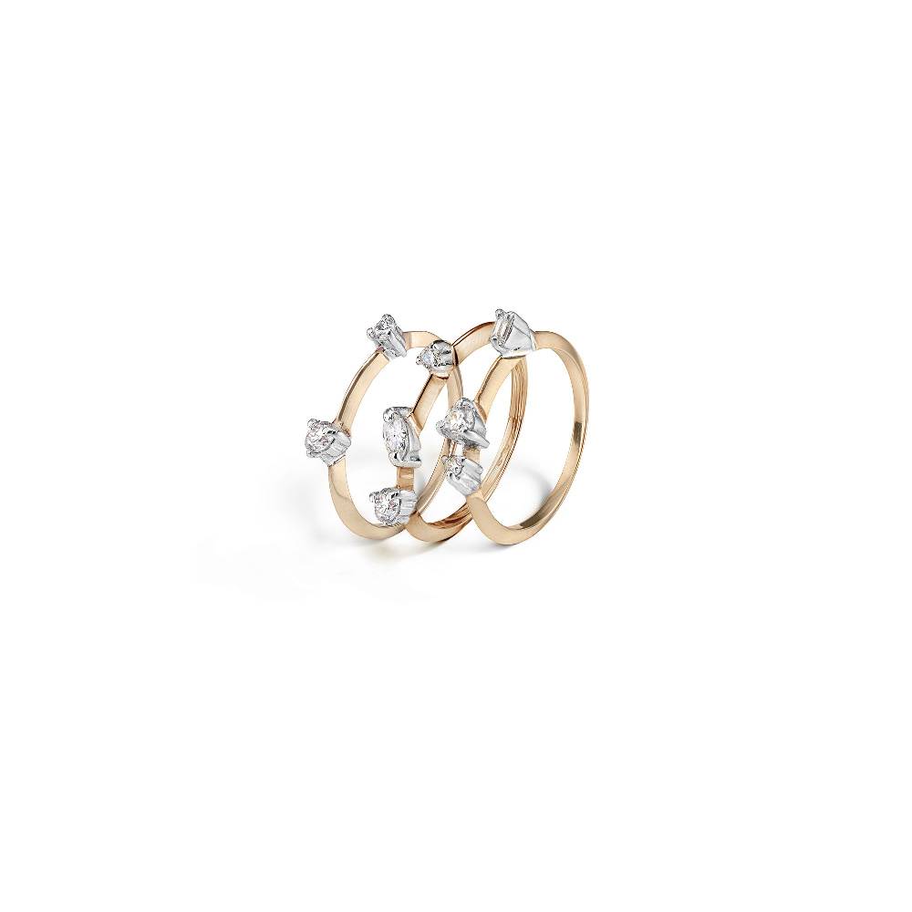 Paola Grande Gioielli BALANCE Set di 3 anelli 'Balance' in oro rosa e diamanti Moda