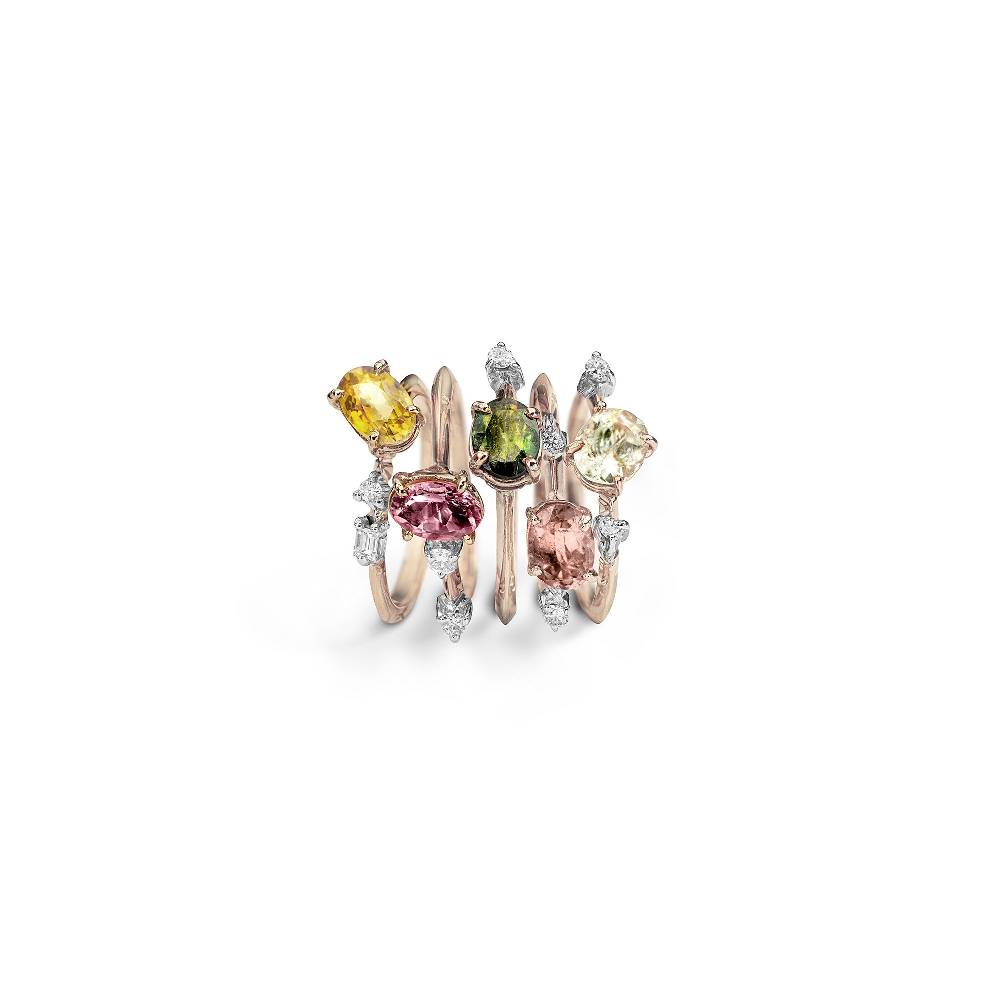 Paola Grande Gioielli BALANCE Set di 5 anelli 'Balance' con tormaline Latest stili