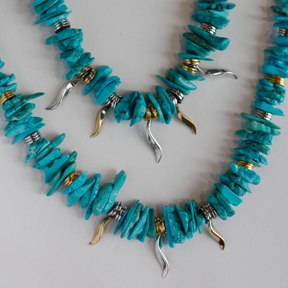 Paola Grande Gioielli FLAME Collana in turchese ed ematite misura lunga Bestseller