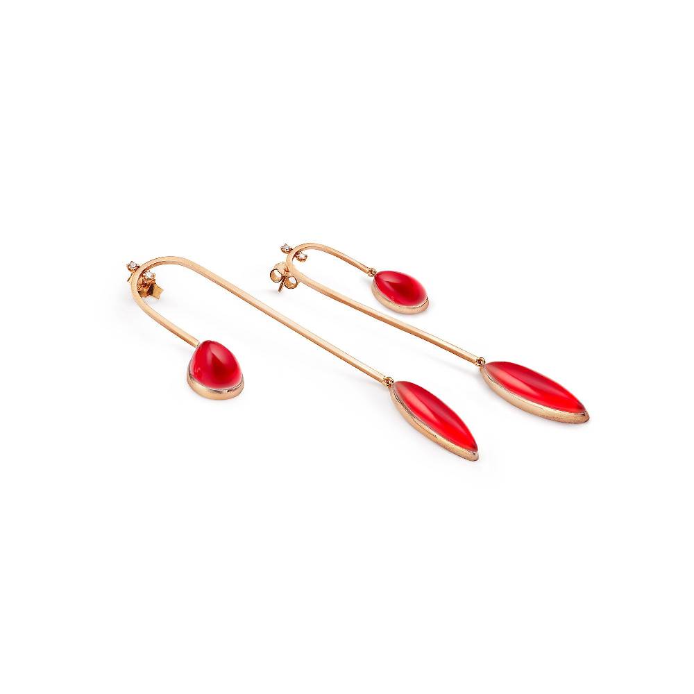 Paola Grande Gioielli AURUM Orecchini Amo curvo lungo - red Duty-free