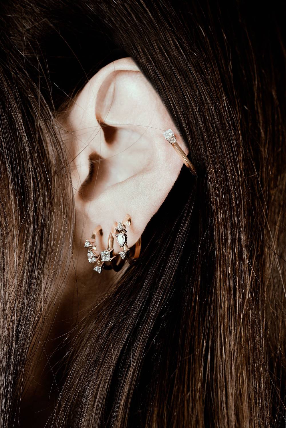 Paola Grande Gioielli BALANCE Set di 3 orecchini 'Balance' oro rosa con diamanti Presa