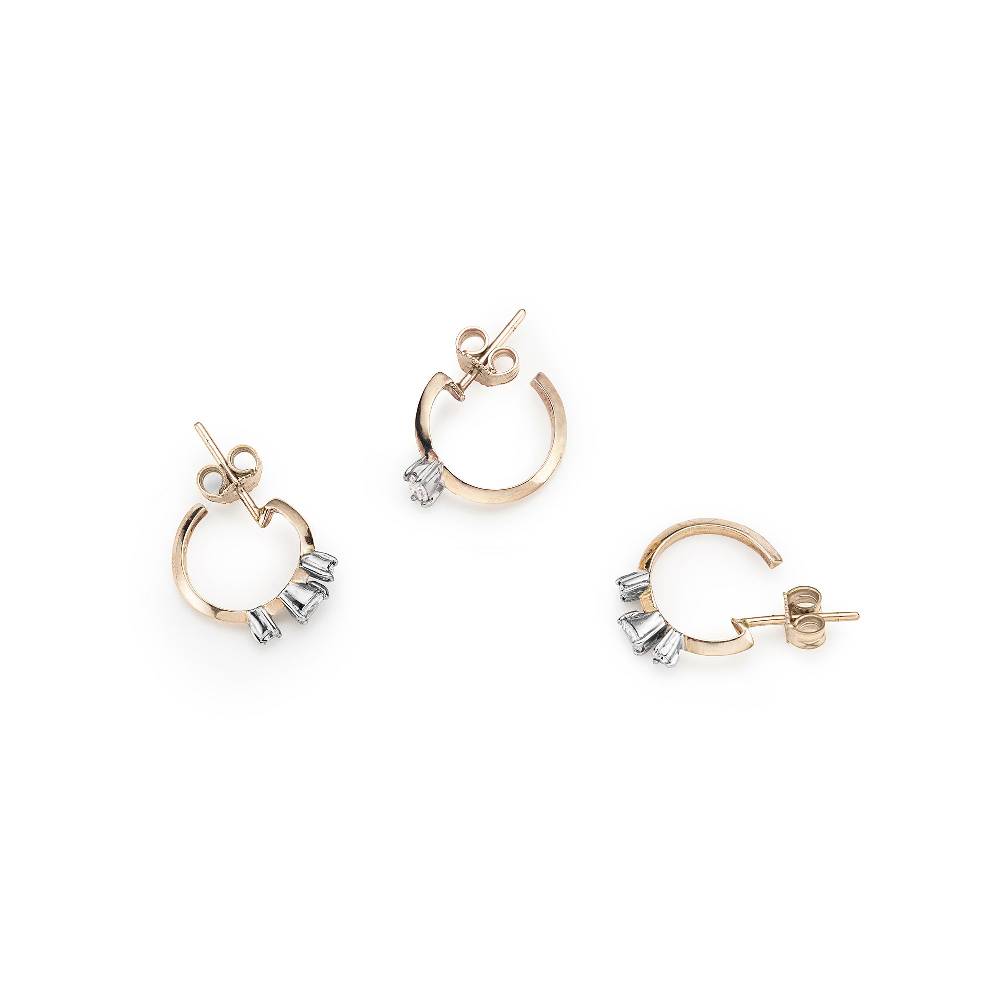 Paola Grande Gioielli BALANCE Set di 3 orecchini 'Balance' oro rosa con diamanti Presa