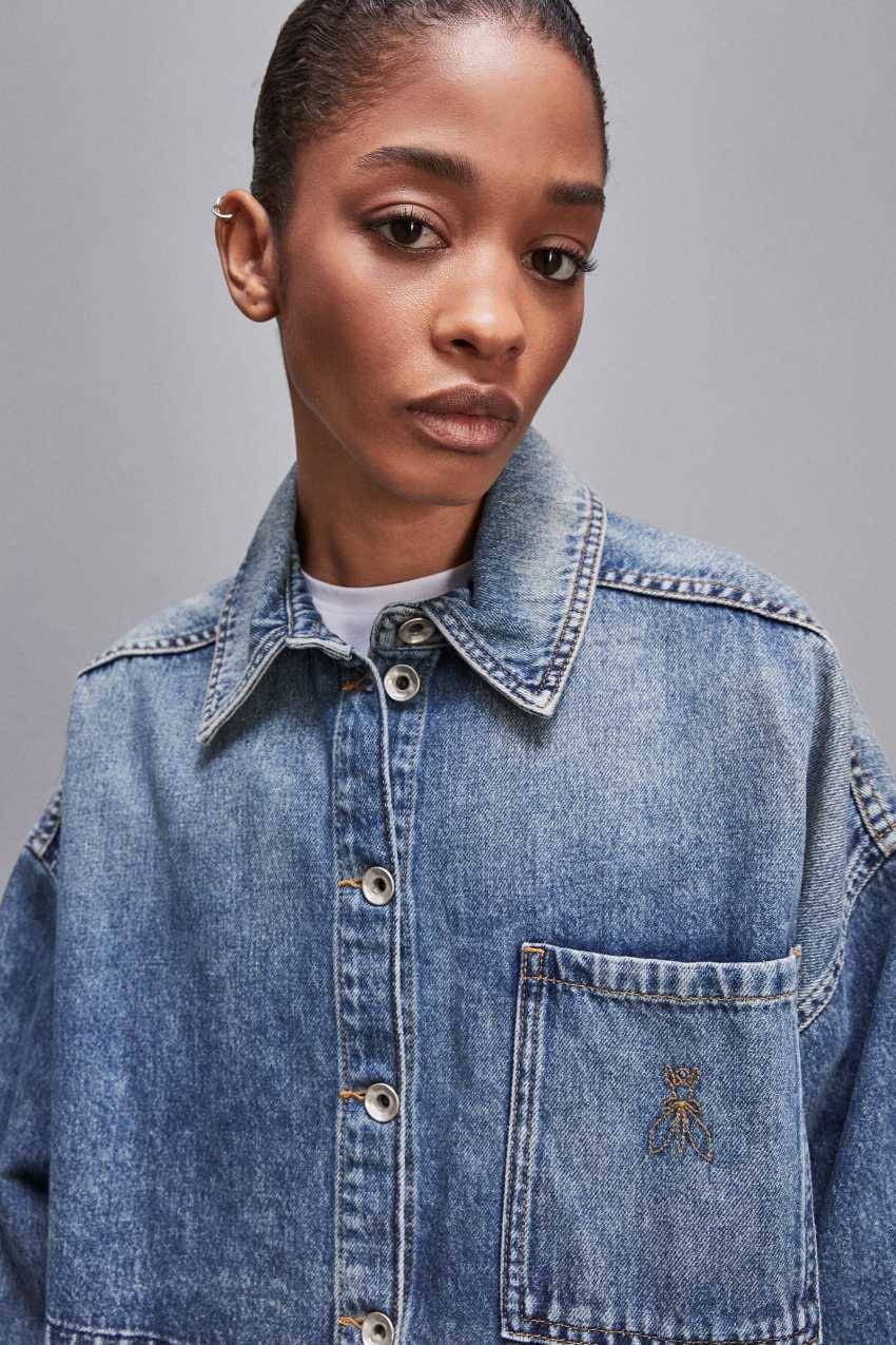 Patrizia Pepe Camicia maniche lunghe in jeans blu Soddisfazione Garantita