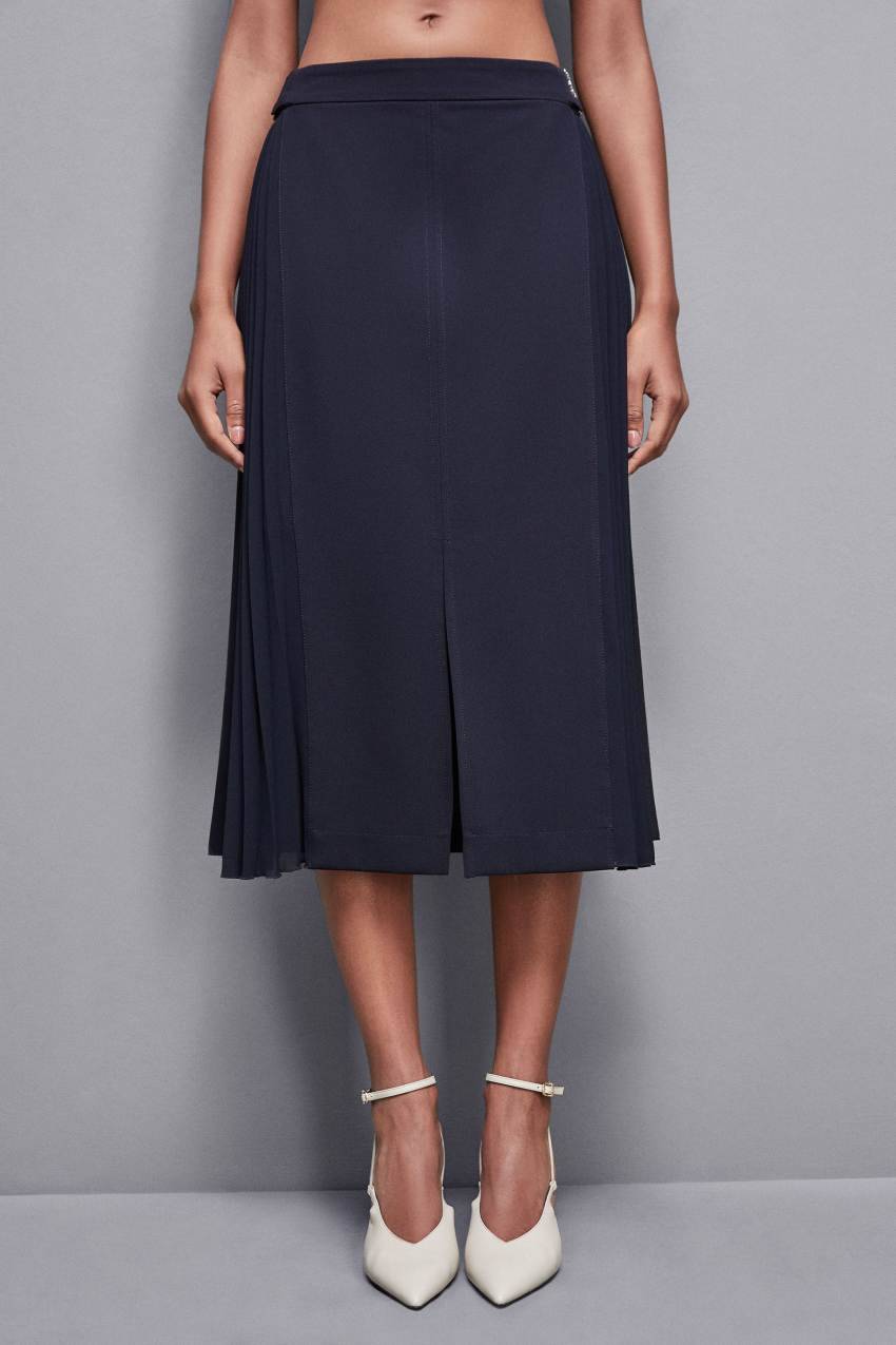 Patrizia Pepe Gonna midi vita alta in gabardina Fino Al -60%