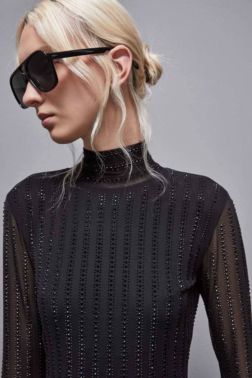 Patrizia Pepe Abito maniche lunghe con strass Nuova