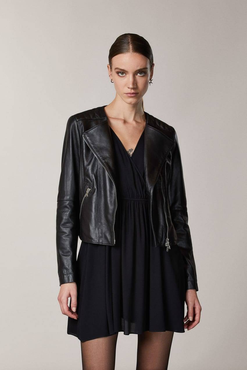 Patrizia Pepe Biker in pelle con impunture