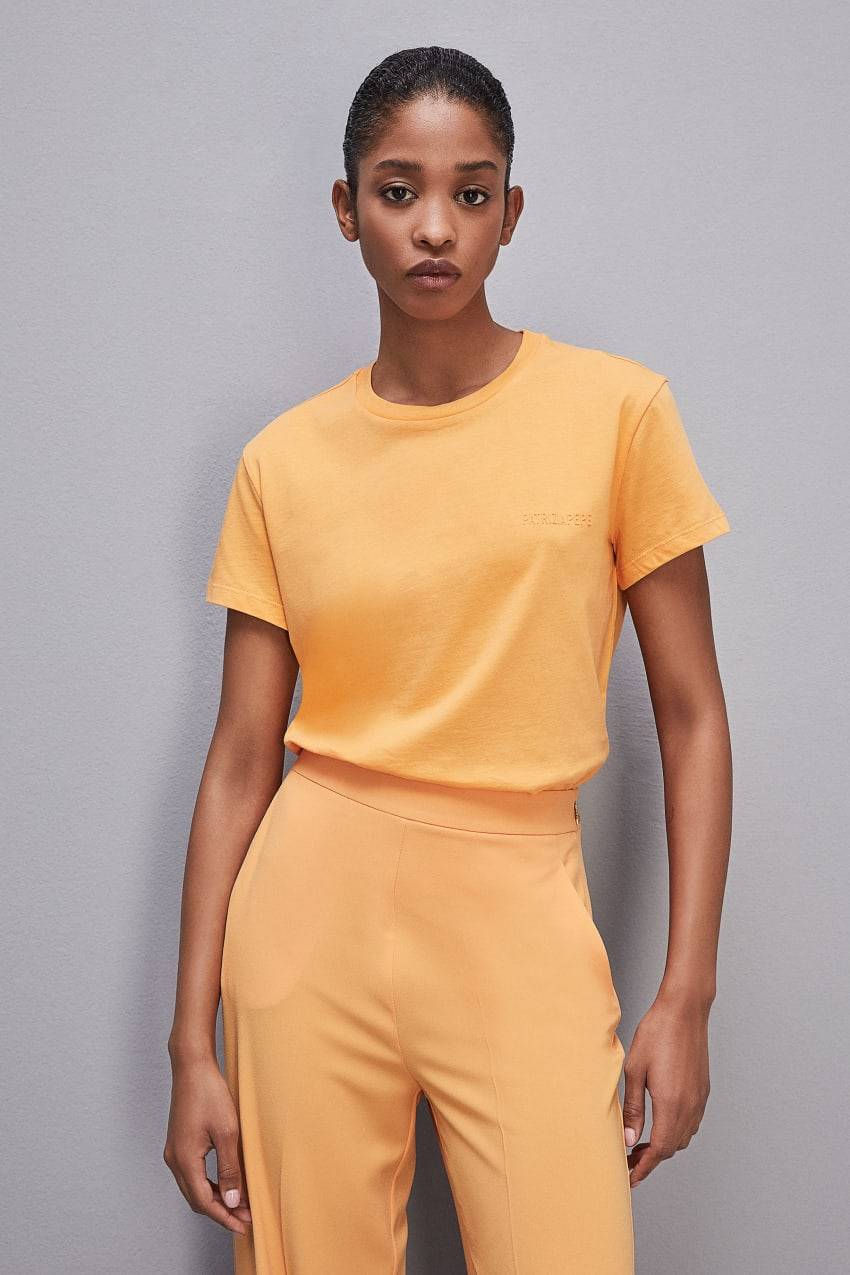 Patrizia Pepe T-shirt maniche corte con logo in cotone organico Sottocosto