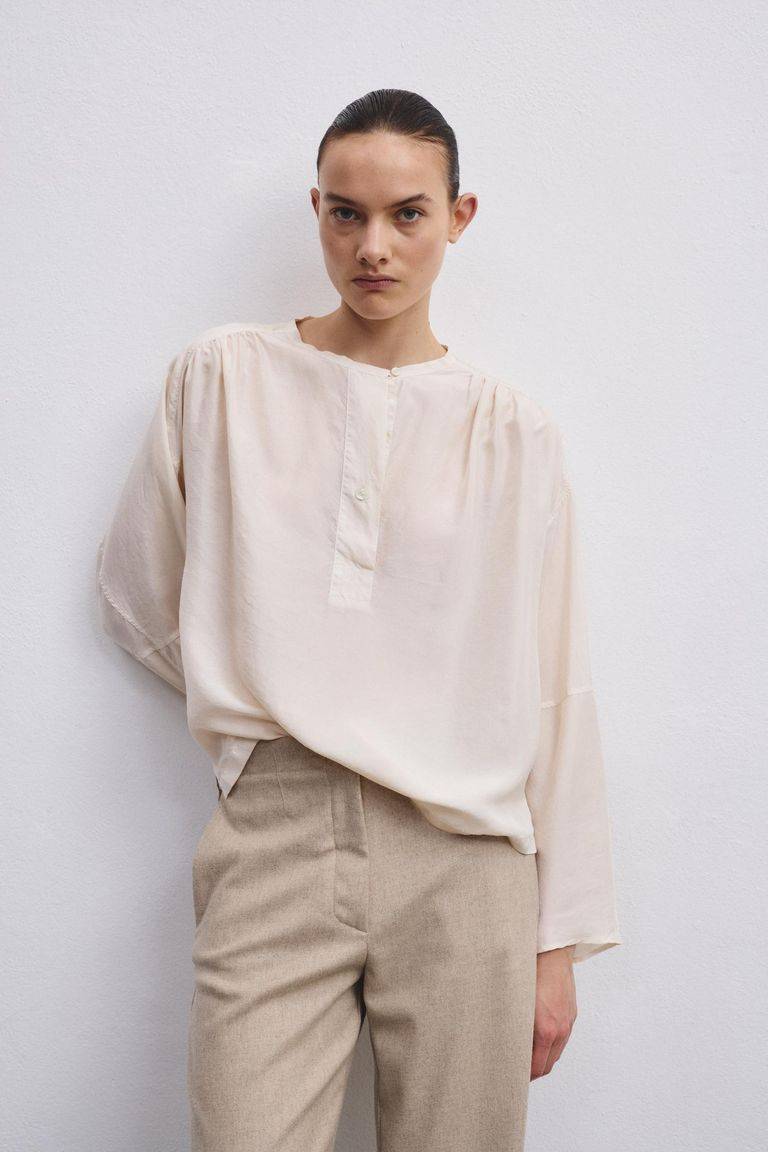 Pomandere Camicia con abbottonatura polo in habutai di seta Vendita Economica