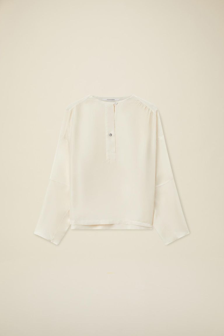 Pomandere Camicia con abbottonatura polo in habutai di seta Vendita Economica