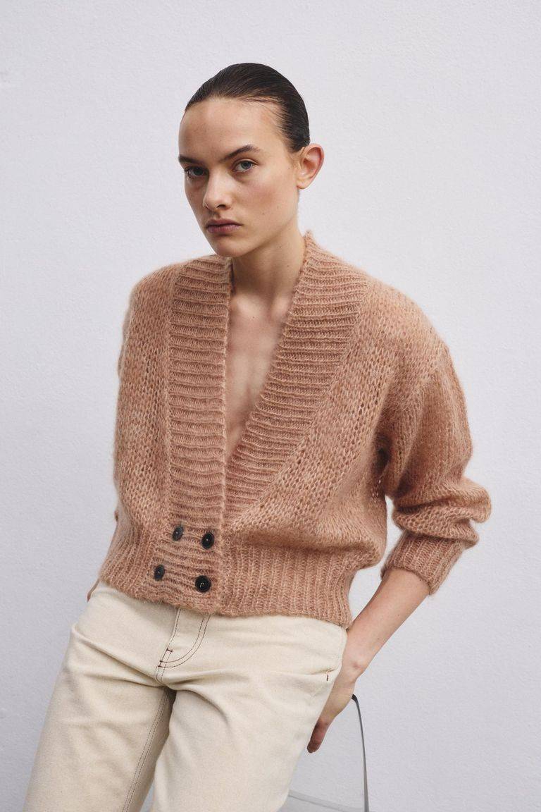Pomandere Cardigan doppio petto in mohair e lana 2025