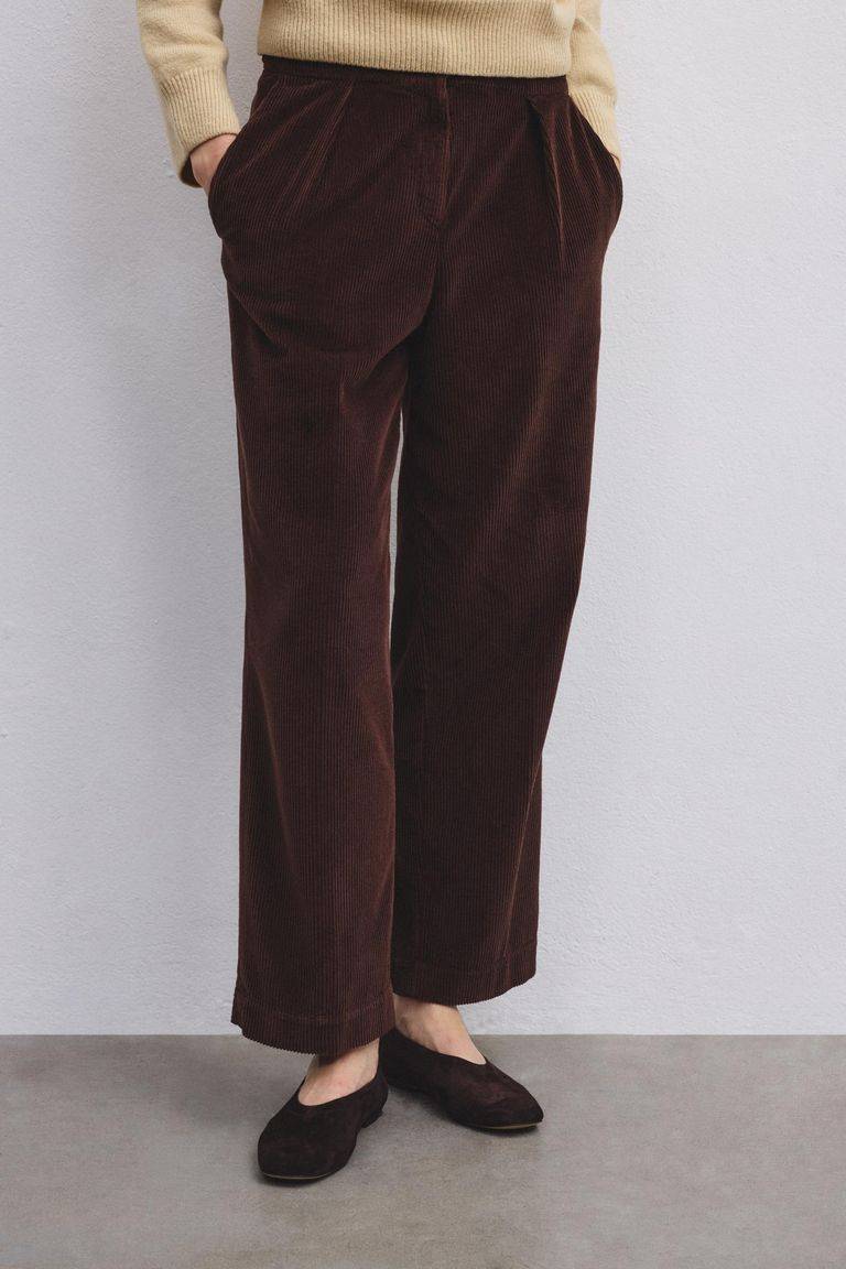 Pomandere Pantalone con pince in velluto a coste Italia
