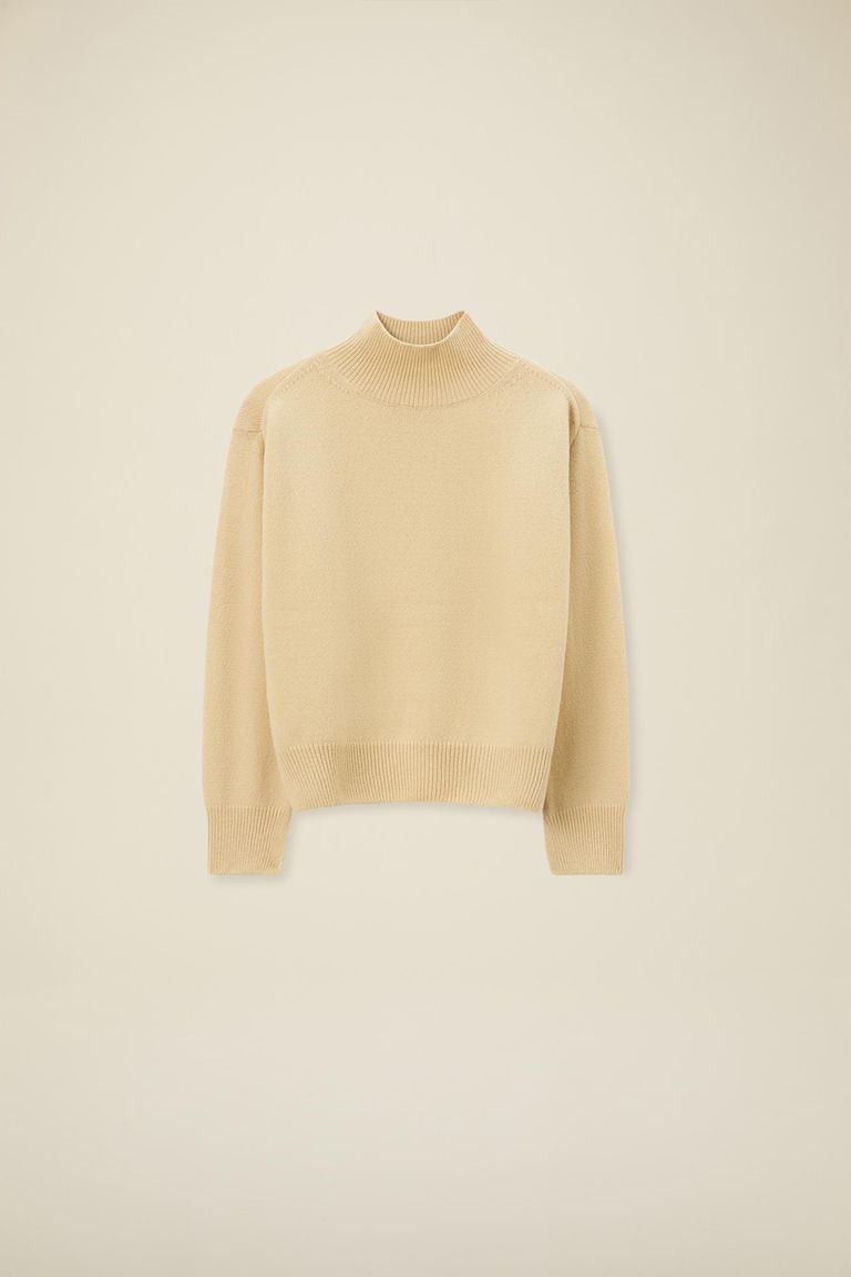Pomandere Maglia collo alto in lana merinos infeltrita In Linea