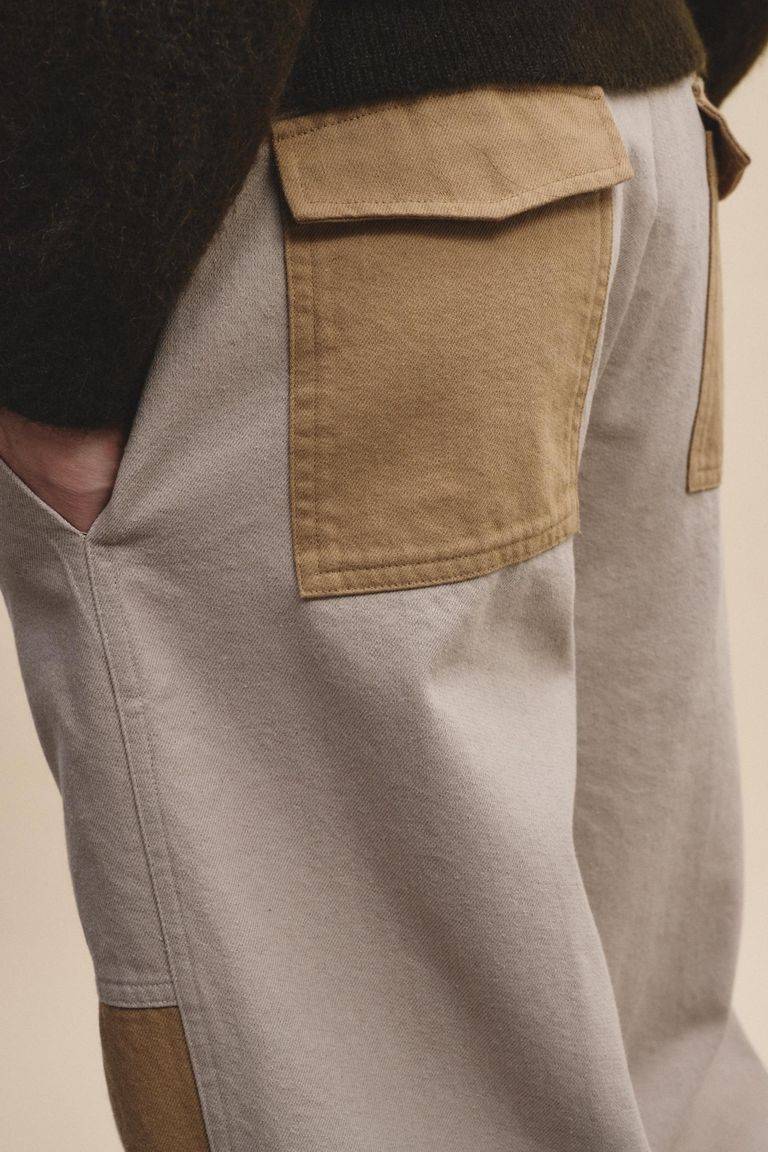 Pomandere Pantalone bicolore in diagonale di cotone lana Convenienza