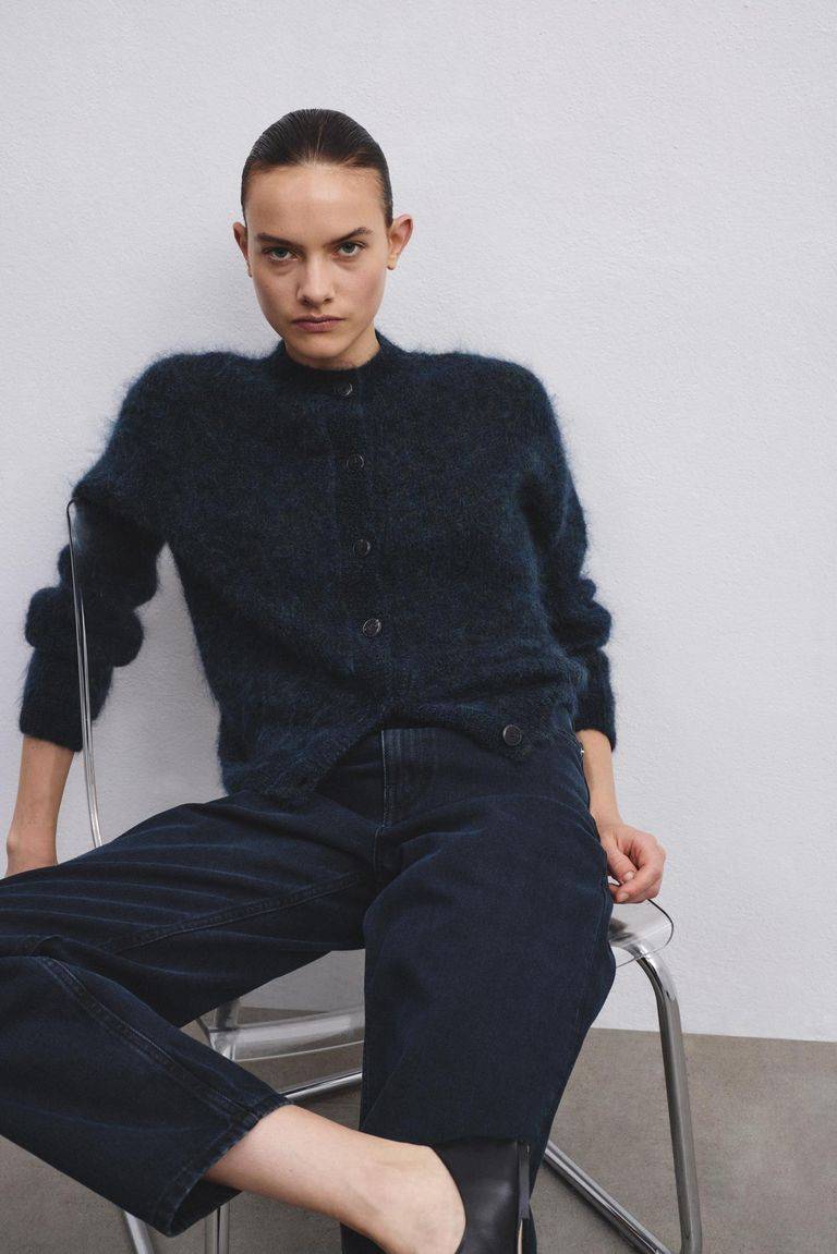 Pomandere Cardigan a girocollo in mohair Vendita Calda