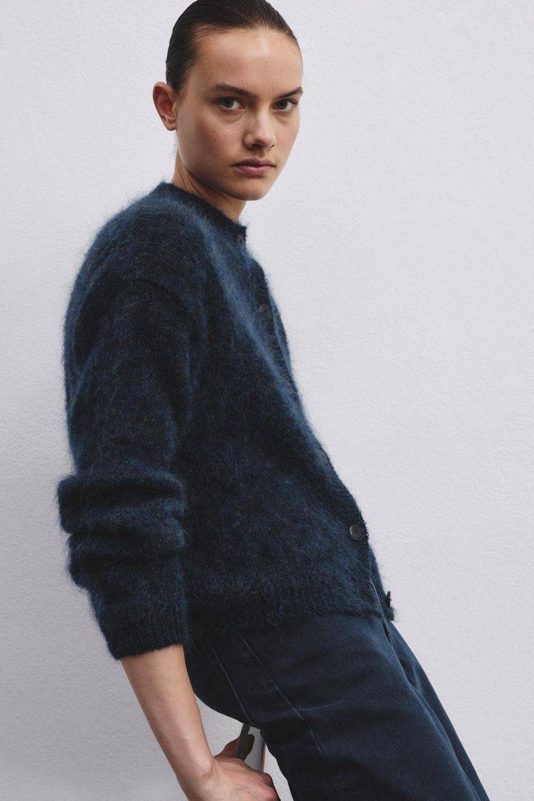 Pomandere Cardigan a girocollo in mohair Vendita Calda