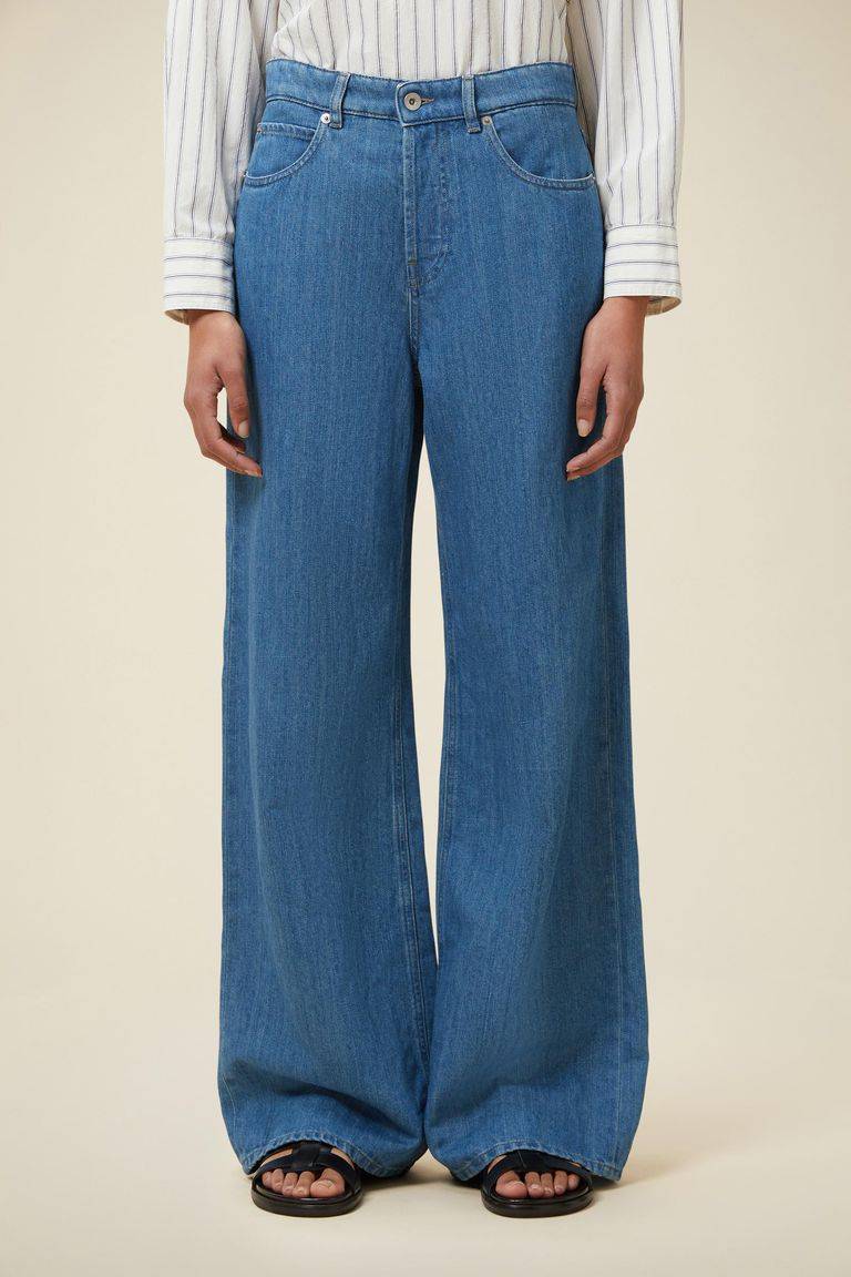 Pomandere Denim wide leg Negozi Online
