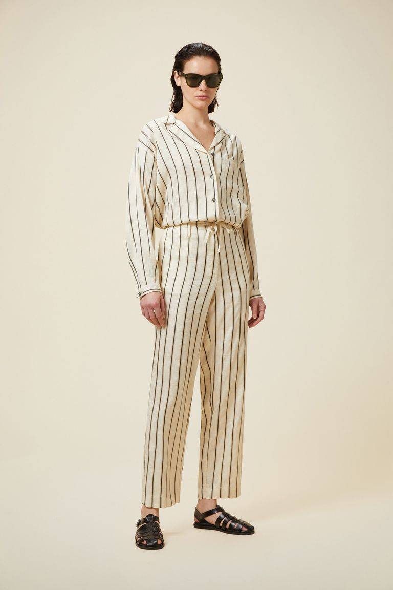 Pomandere Pantalone rigato con elastico in vita e coulisse In Vendita