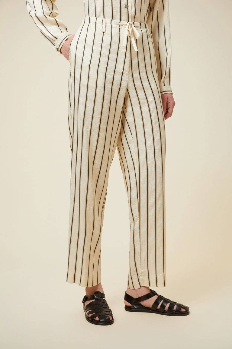Pomandere Pantalone rigato con elastico in vita e coulisse In Vendita