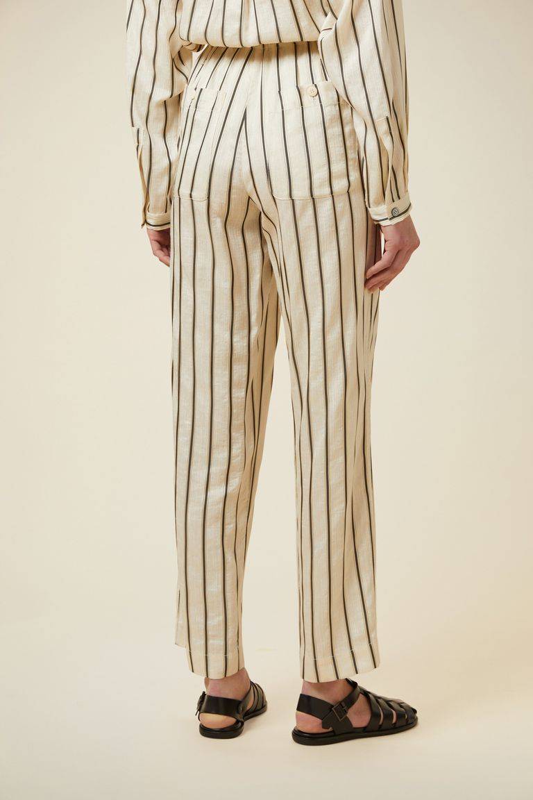 Pomandere Pantalone rigato con elastico in vita e coulisse In Vendita
