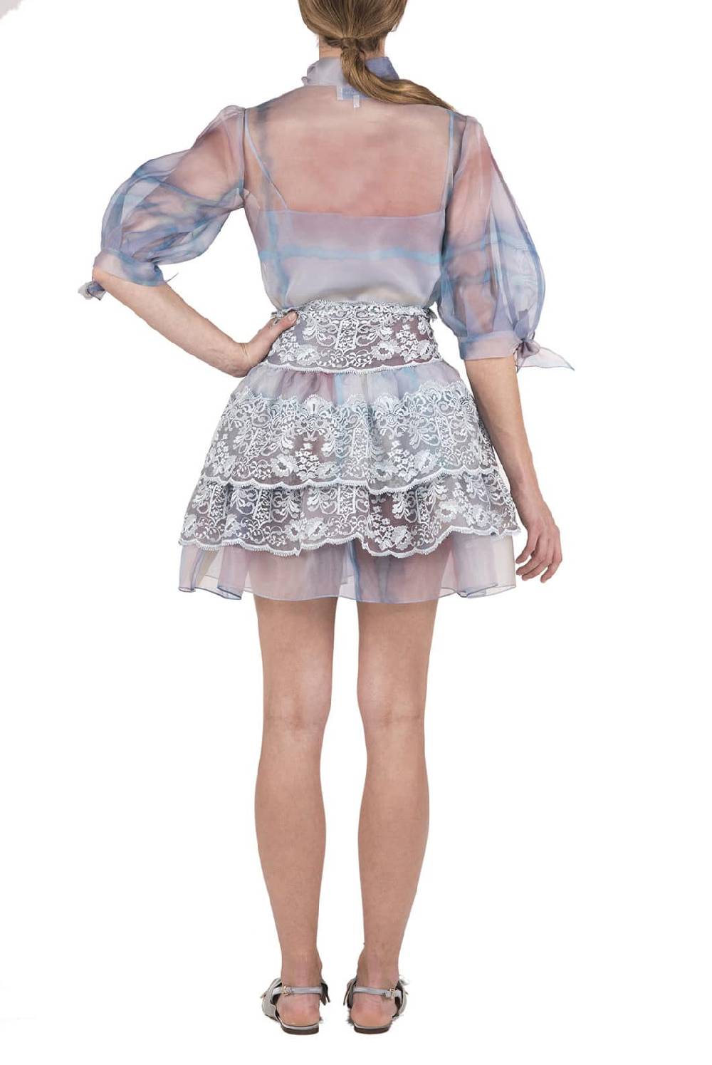﻿Luisa Beccaria Camicetta con cravatta in organza color melt 2025