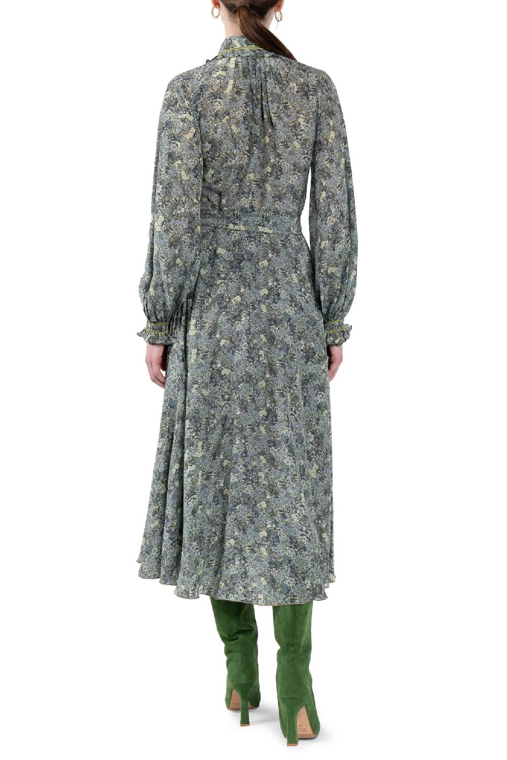 Luisa Beccaria Abito Chemisier in crepe de chine a micro fiori Promozione Limitata