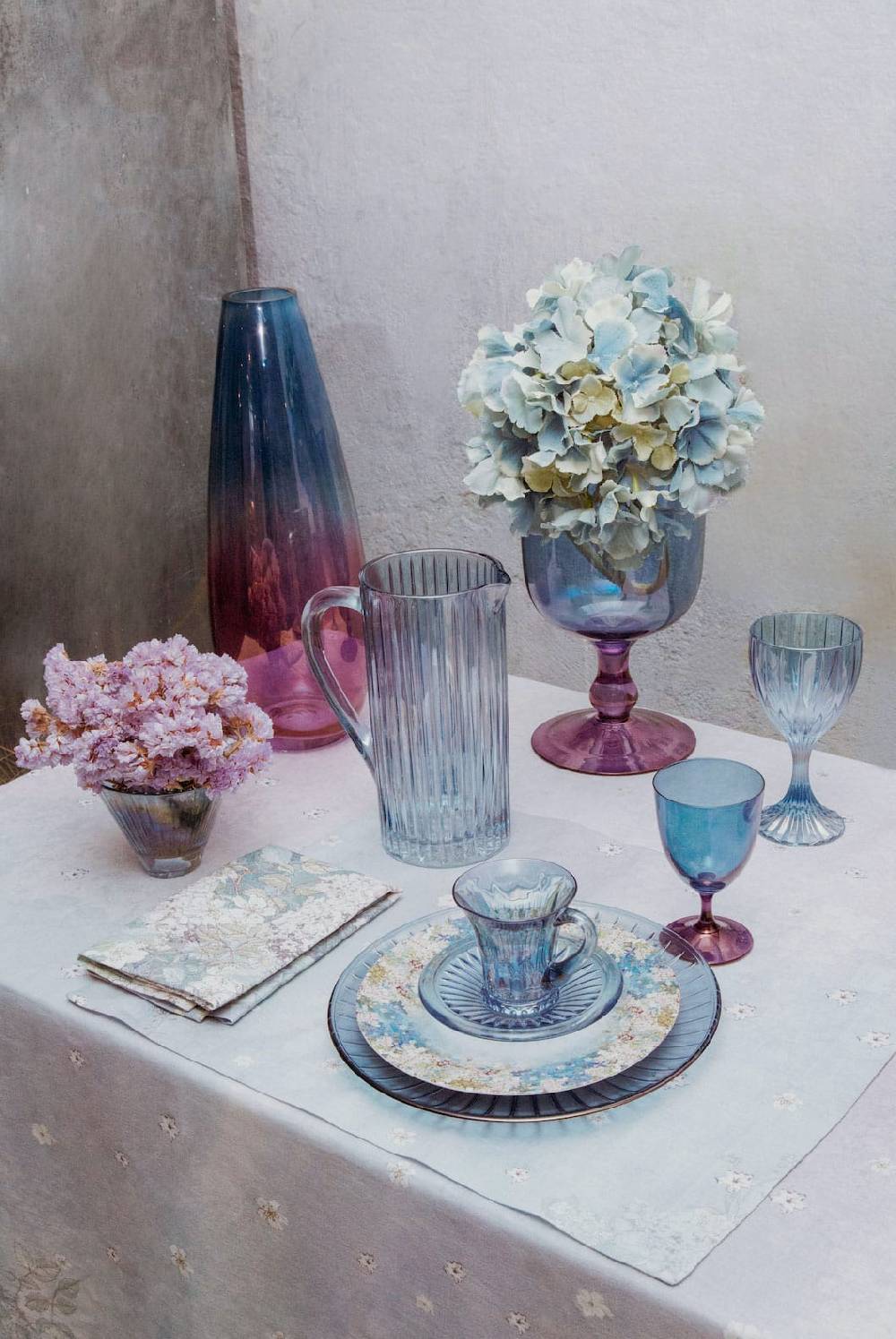 Luisa Beccaria Ombra Viola Al Blu Set Di Due Bicchieri D'acqua Italy