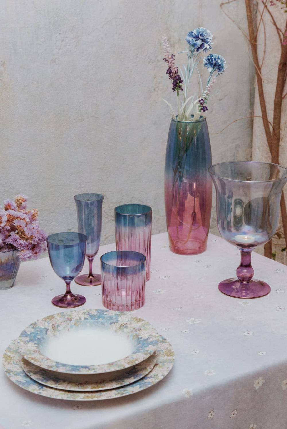 Luisa Beccaria Ombra Viola Al Blu Set Di Due Bicchieri Di Vino Italia