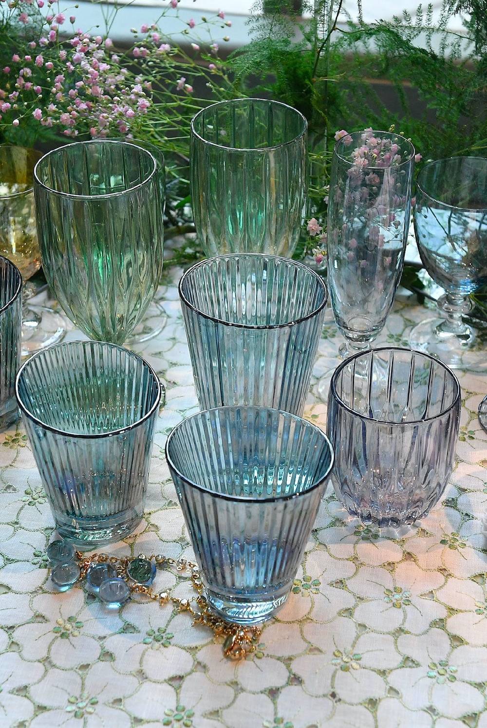 Luisa Beccaria Set Blu Di Due Bicchieri D'acqua Iside Presa