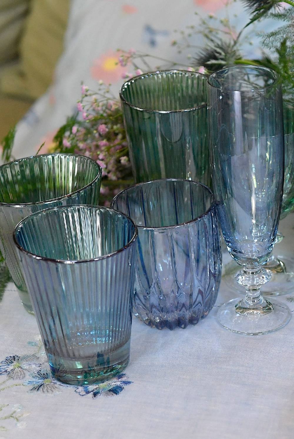 Luisa Beccaria Set Verde Di Due Bicchieri D'acqua Iside Sconto