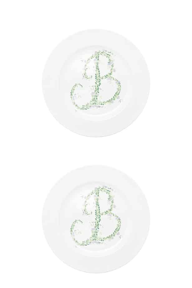 Luisa Beccaria Piatto piano fiori monogramma Outlet