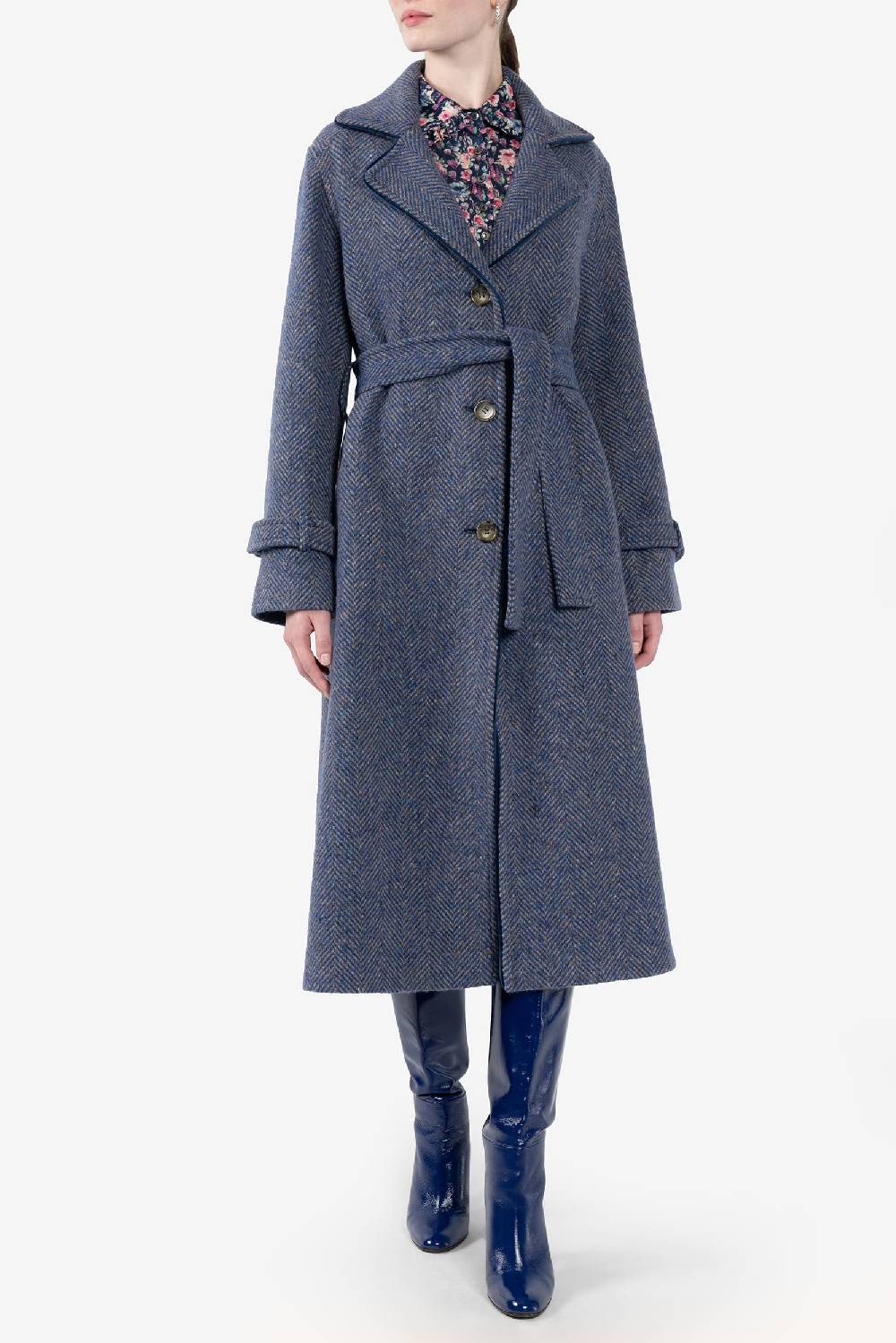 Luisa Beccaria Cappotto lungo in tweed a spina di pesce Soddisfazione Garantita
