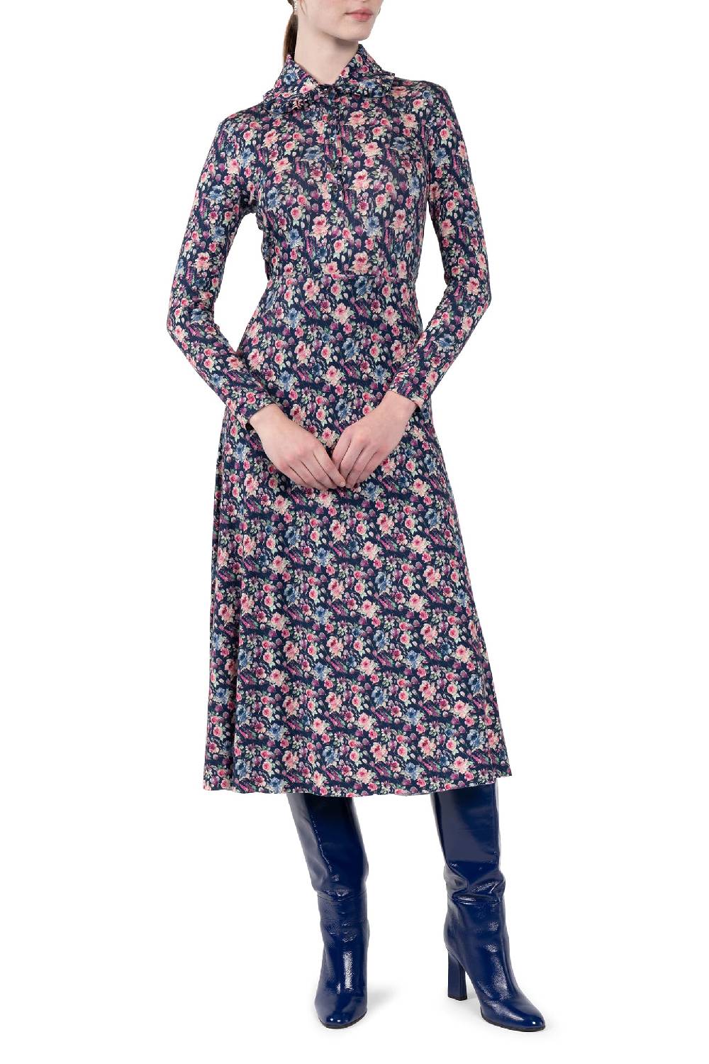 Luisa Beccaria Polo in jersey con stampa floreale micro Negozi Online