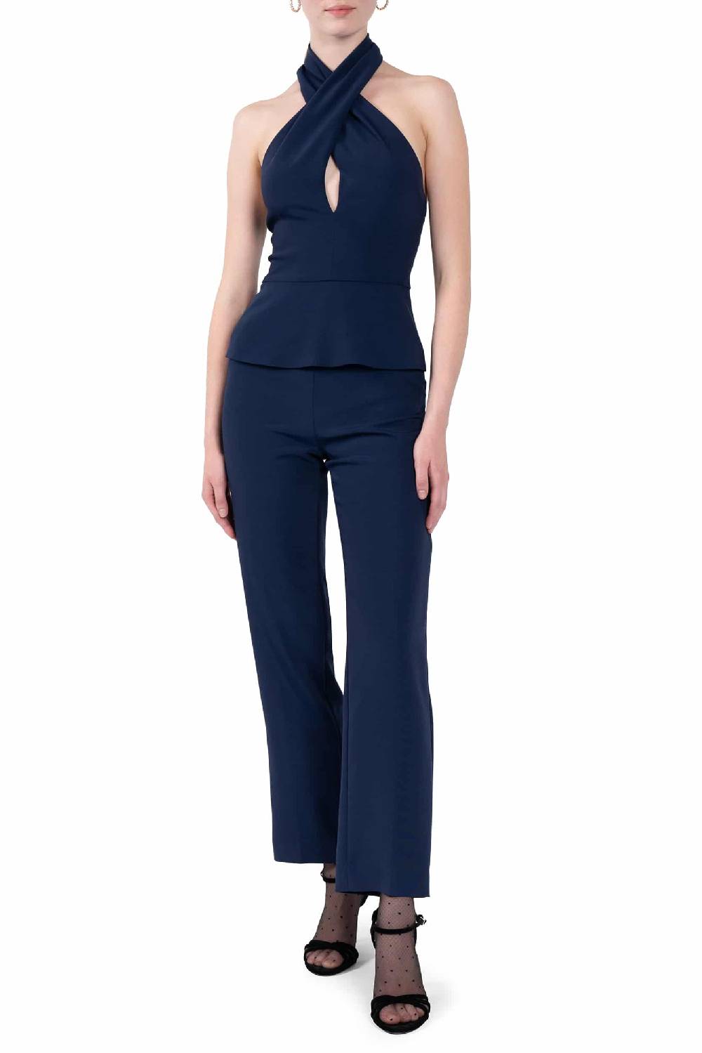 Luisa Beccaria Top elasticizzato in cady con scollo all'americana Vendita Calda