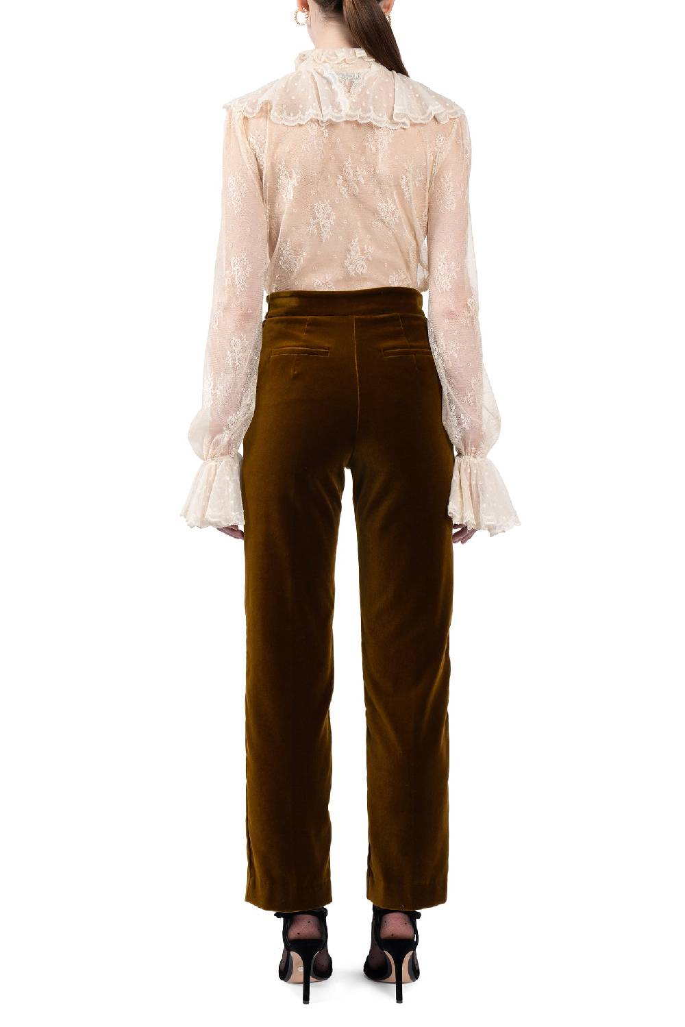 Luisa Beccaria Camicia con volant in pizzo In Saldo