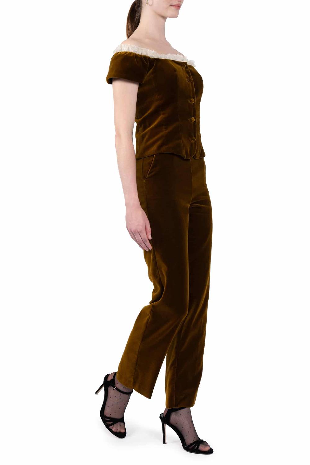 Luisa Beccaria Top in velluto con pizzo a pois Moda