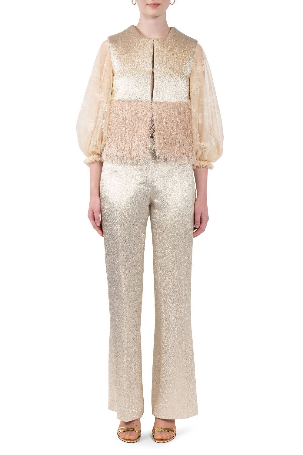 Luisa Beccaria Gilet imbottito in lana e lurex 2025